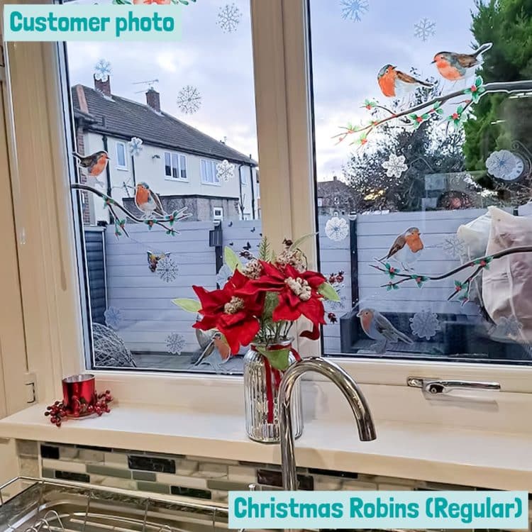 customer photo of christmas robin window sticker