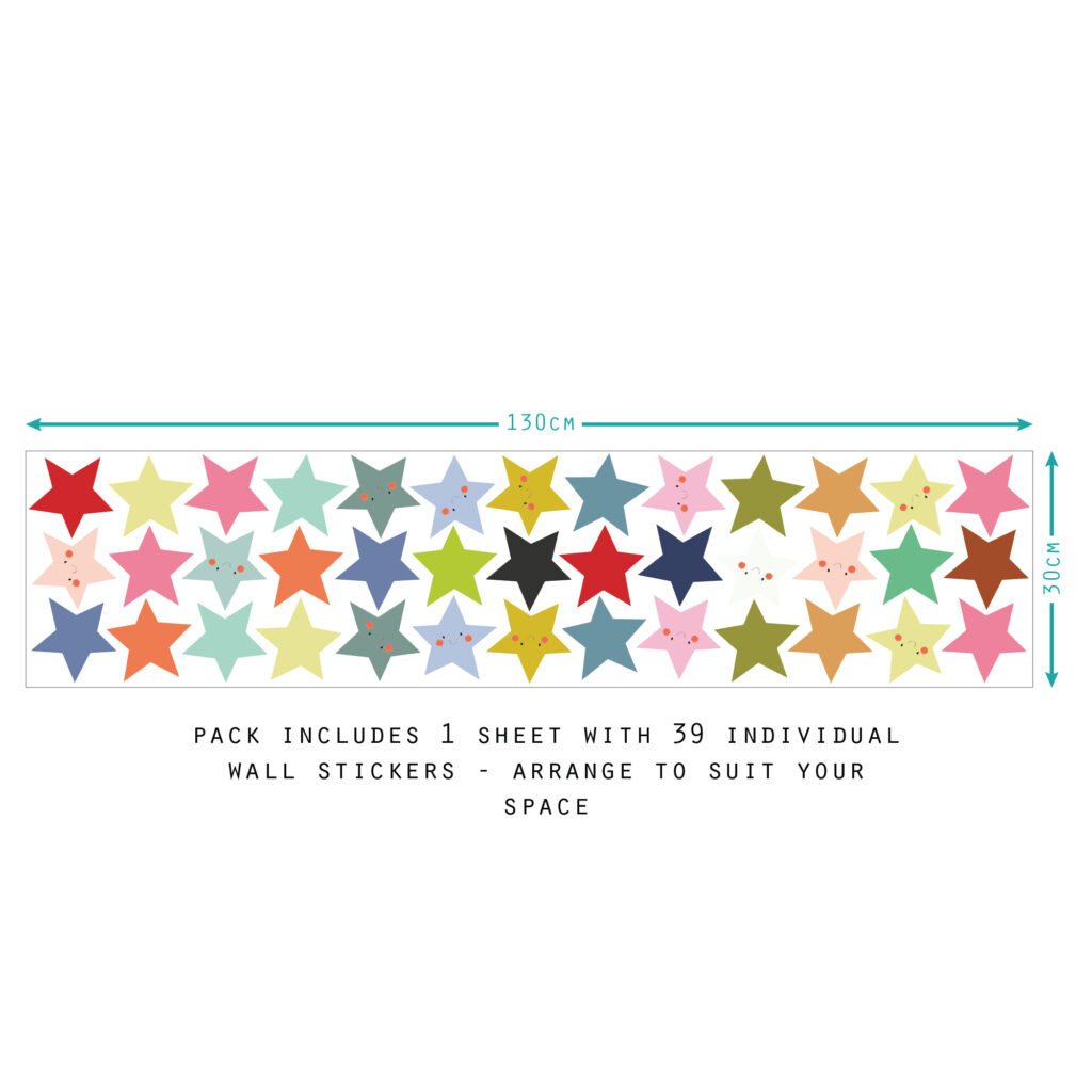 Smiley Stars Wall Sticker sheet layout