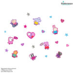 Peppa and Friends Pink wall sticker pack on a white background