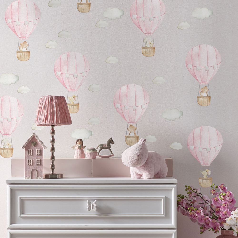 Pink Hot Air Balloon Wall Stickers lifestyle