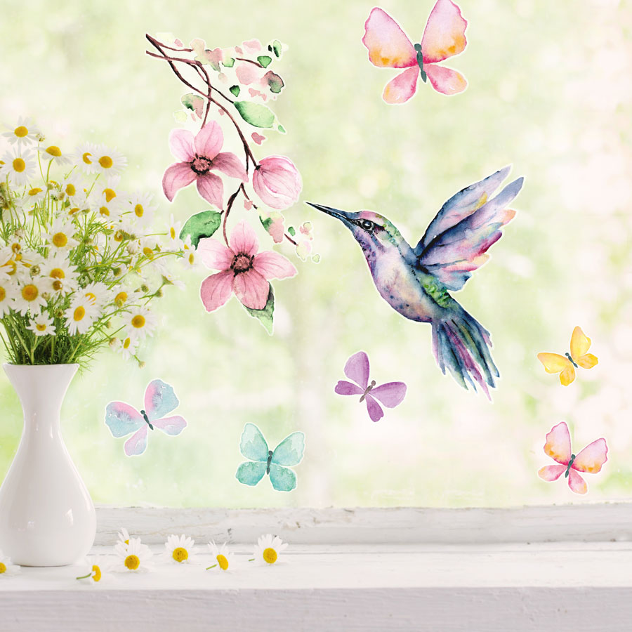 Hummingbirds and Butterflies Window Stickers lifestyle