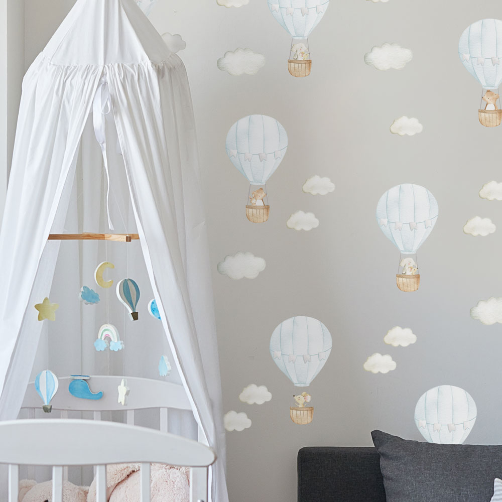 Blue Hot Air Balloon Wall Stickers lifestyle