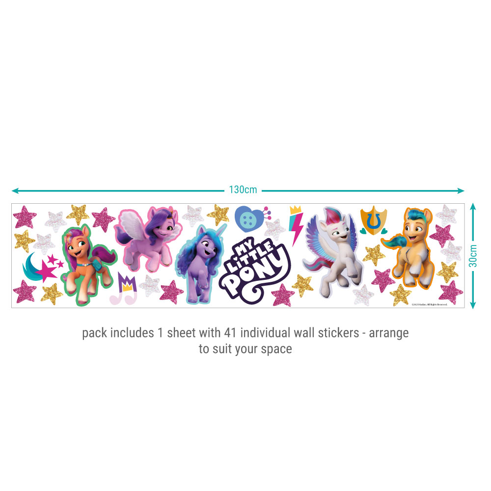 My Little Pony Glitter Wall Sticker sheet layout