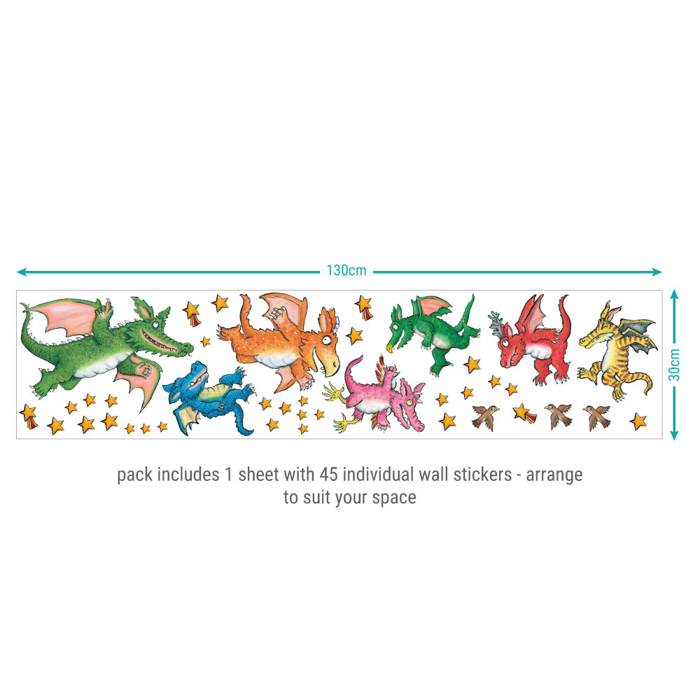 Zog and Dragons Wall Sticker sheet layout