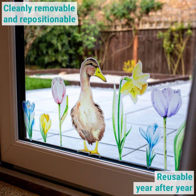 Spring Flowers Window Stickers on a patio window