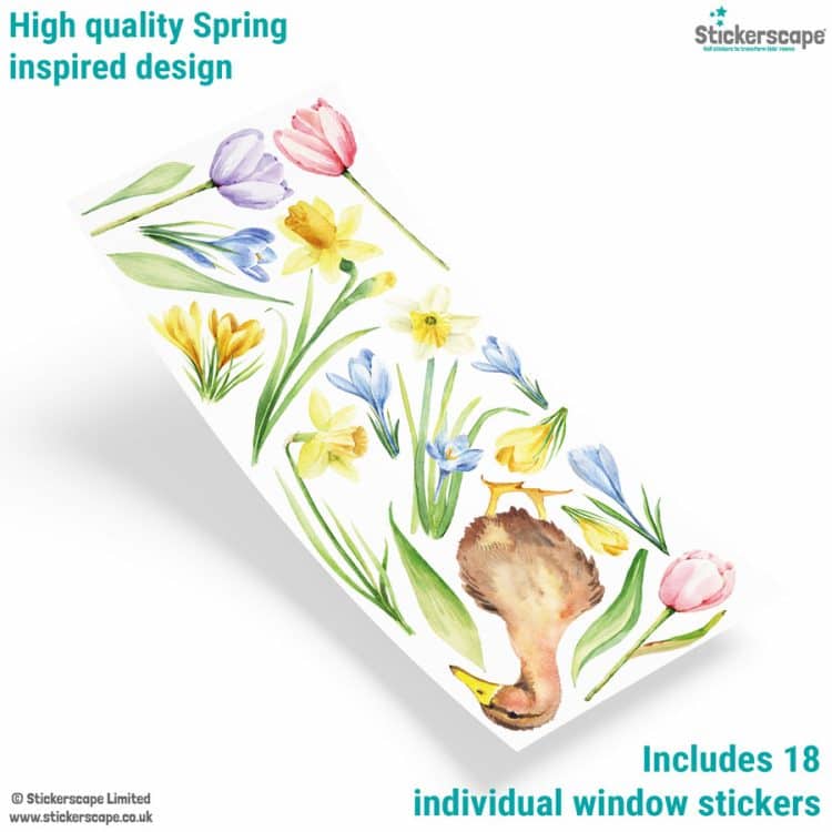 Spring Flowers Window Stickers showing what's included in the pack