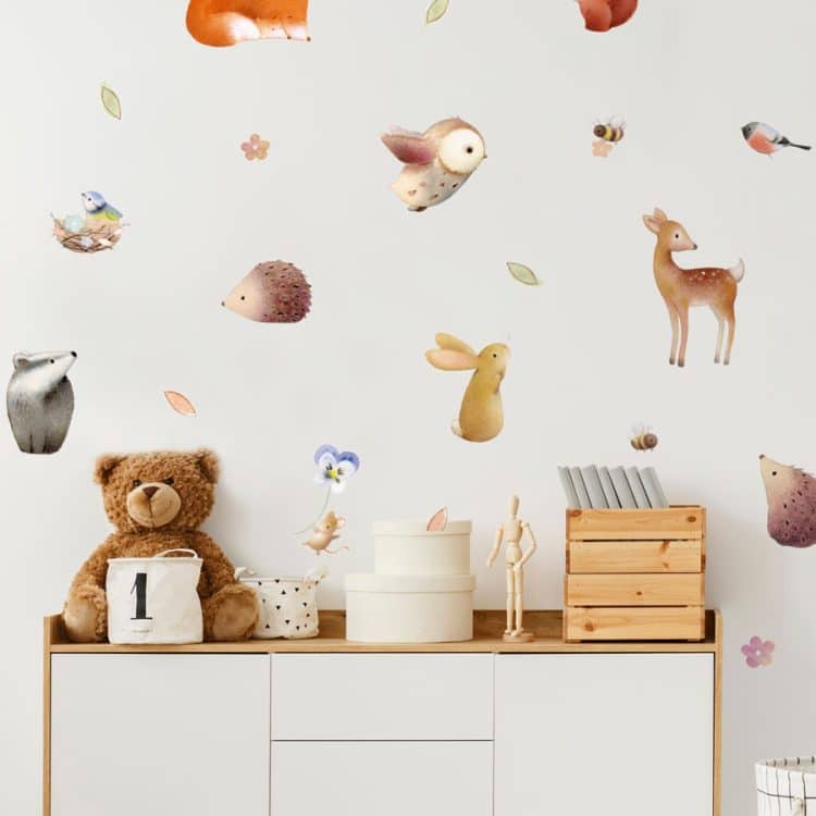 ginger betty wall stickers decorating a feature wall in a child's bedroom